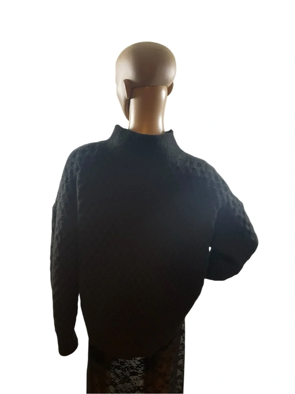 Kut from the Kloth Black Textured Mock Neck Sweater